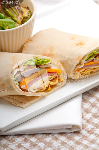 Image of club sandwich pita bread roll