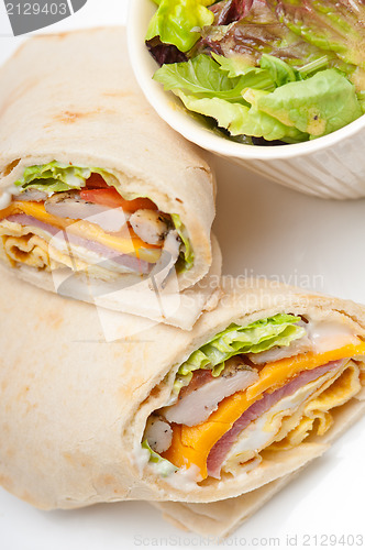 Image of club sandwich pita bread roll