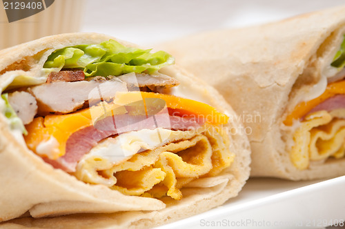 Image of club sandwich pita bread roll