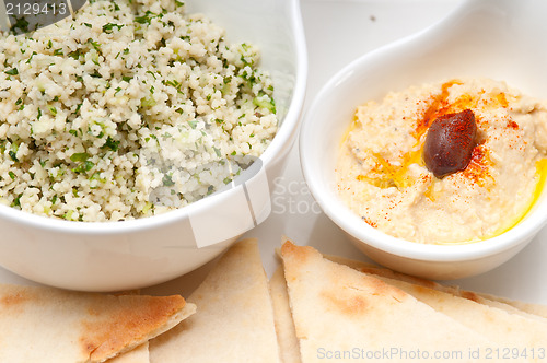 Image of taboulii couscous with hummus