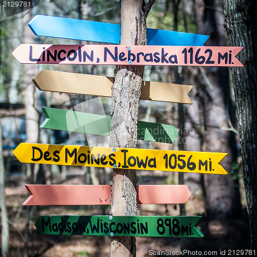 Image of direction and distance sign from charlotte, north carolina