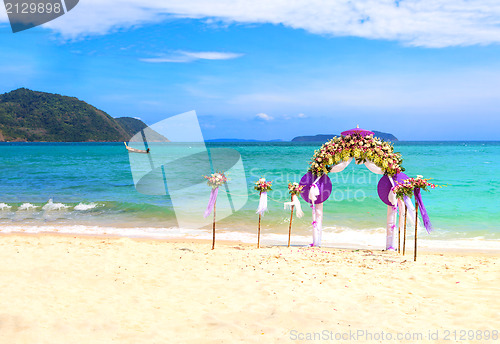 Image of Flower decoration at the beach wedding