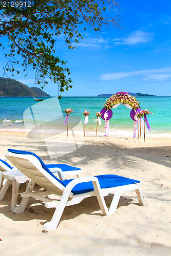 Image of Flower decoration at the beach wedding