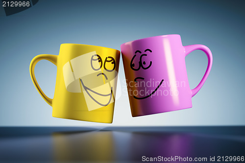 Image of weightless coffee mugs