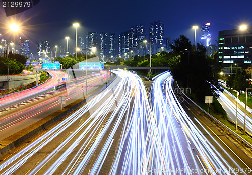 Image of Traffic Light Trail on a Highway 