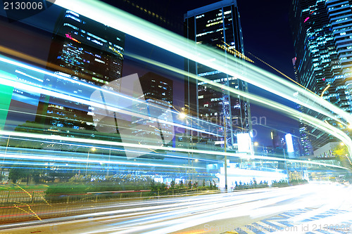 Image of traffic in Hong Kong at night 