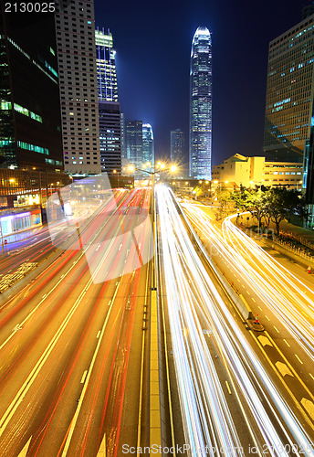 Image of traffic light trails at night 