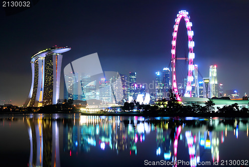 Image of Singapore city skyline at night