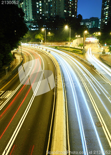 Image of traffic light trails at night 