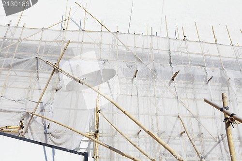 Image of bamboo scaffolding in construction site