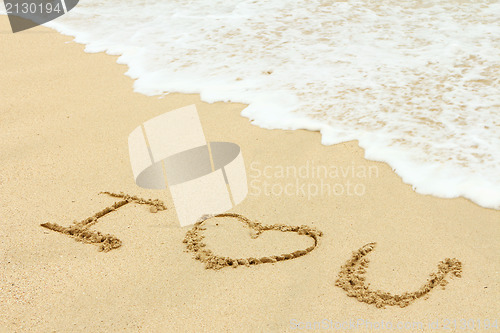 Image of Love message written on the sand