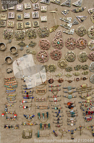 Image of vintage jewelry from brass decorated beads stone  