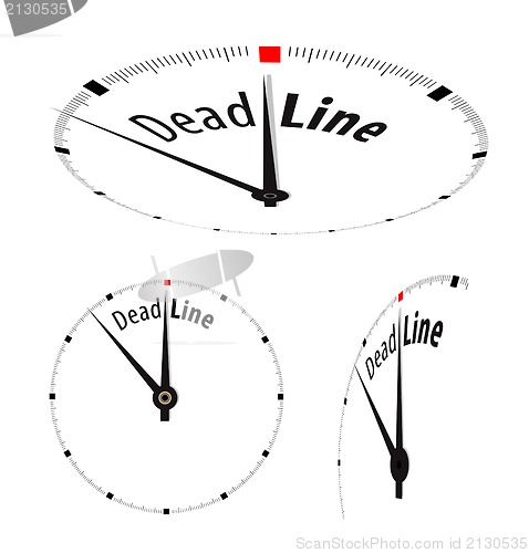 Image of White clock with word Deadline on its face