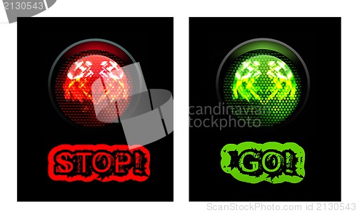 Image of Red and green traffic light