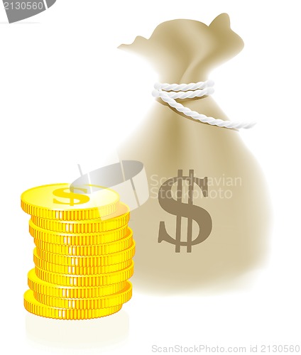 Image of Stacks of gold coins, vector