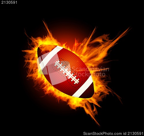 Image of Realistic American football in the fire