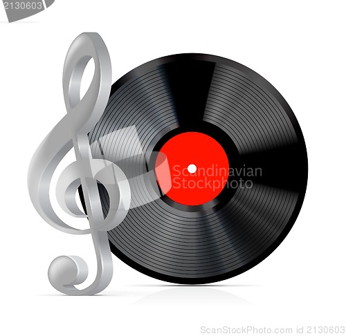 Image of Vinyl record plate with treble clef