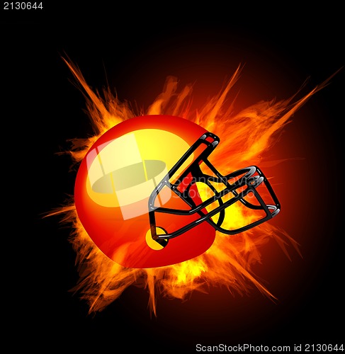 Image of American football helmet in fire