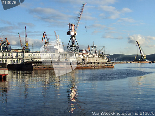 Image of Large cargo port cranes