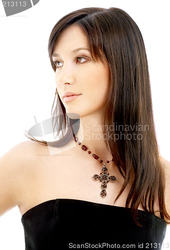 Image of lovely brunette with crucifix