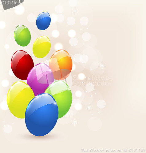 Image of Easter set colorful eggs, holiday background