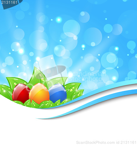 Image of April background with Easter colorful eggs