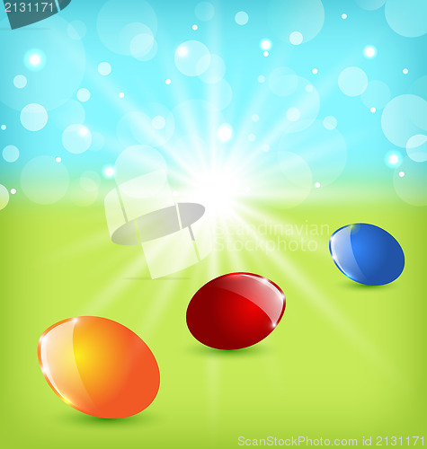 Image of Easter background with colorful eggs