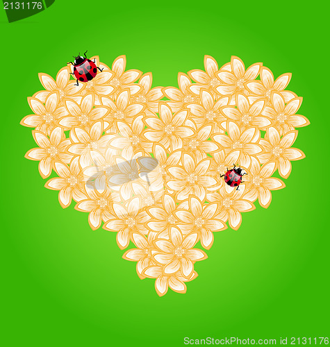 Image of Romantic heart flowers and ladybug