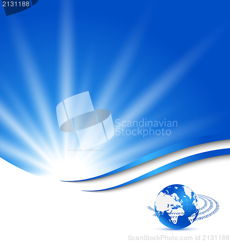 Image of Abstract blue card with Earth planet