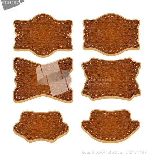 Image of Set of leather labels isolated