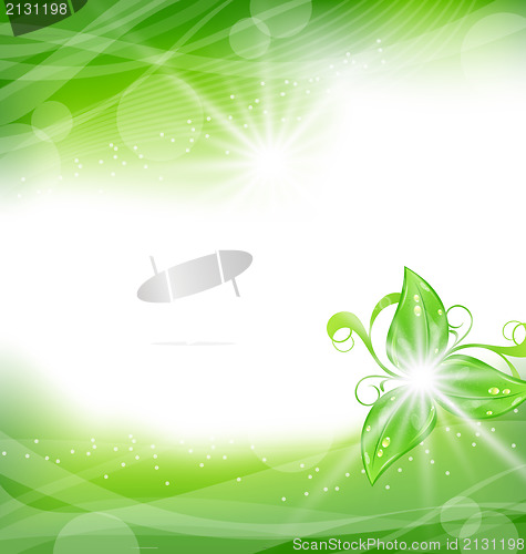 Image of Eco friendly background with green leaves