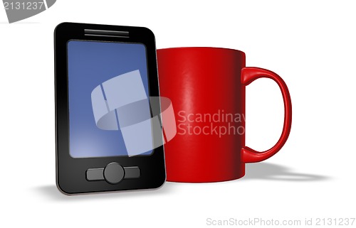 Image of smartphone and mug