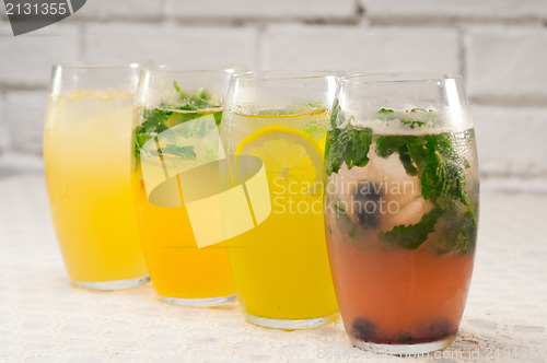 Image of selection of fruits long drinks