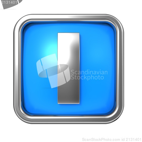 Image of Silver Letter in Frame, on Blue Background.