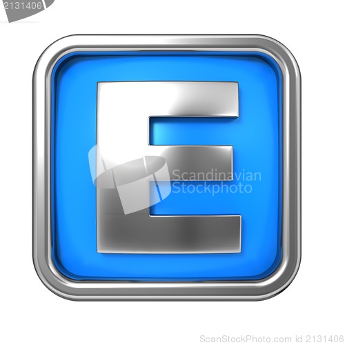 Image of Silver Letter in Frame, on Blue Background.