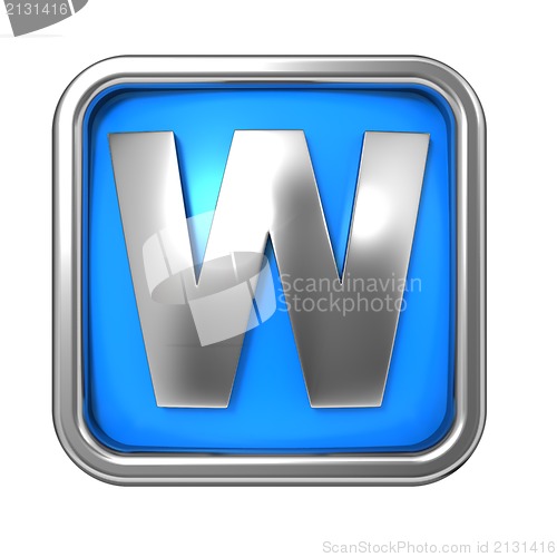 Image of Silver Letter in Frame, on Blue Background.