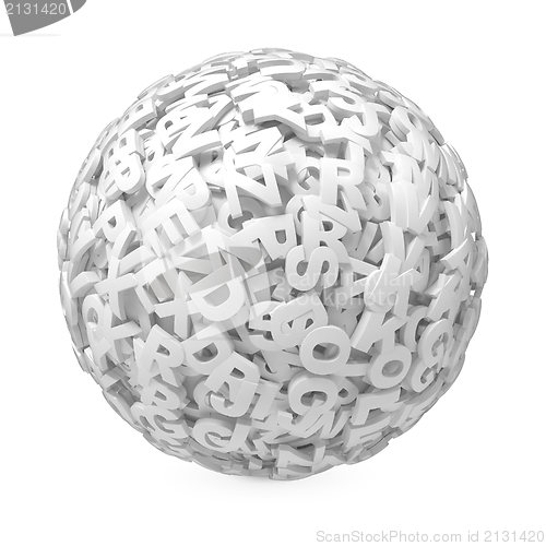 Image of Ball from Letters on White Background.
