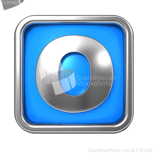 Image of Silver Letter in Frame, on Blue Background.