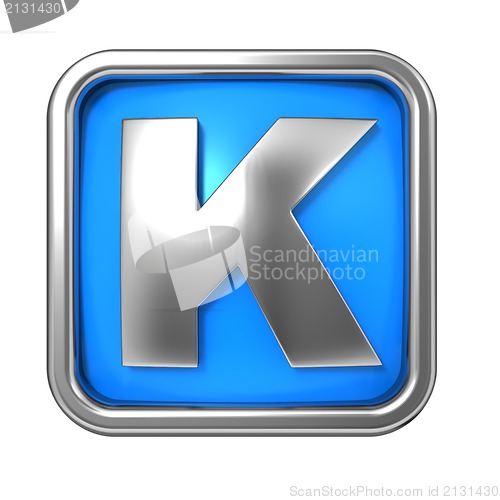 Image of Silver Letter in Frame, on Blue Background.