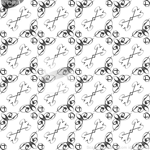 Image of Vintage star shaped tiles seamless pattern, monochrome