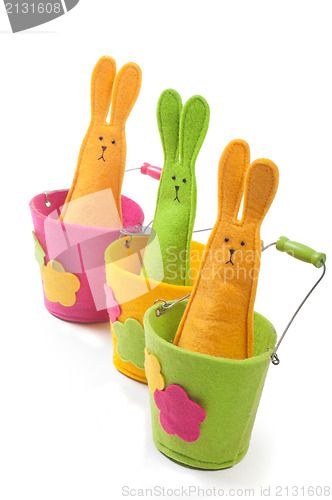 Image of Multicolored easter bunnies (vertical view)