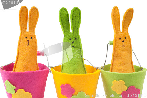 Image of Closeup shot of multicolored easter bunnies