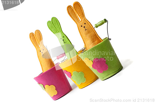 Image of Multicolored easter bunnies (diagonal view)