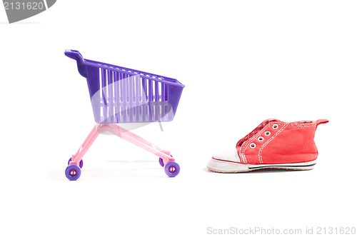 Image of Conceptual photo with miniature shopping-cart