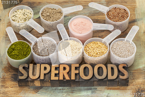 Image of scoops of superfoods