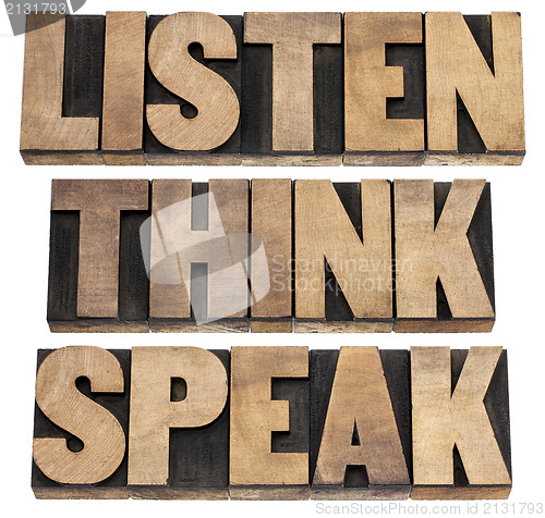 Image of listen, think, speak advice