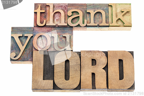 Image of thank you Lord in wood type