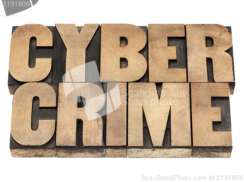 Image of cyber crime in wood type