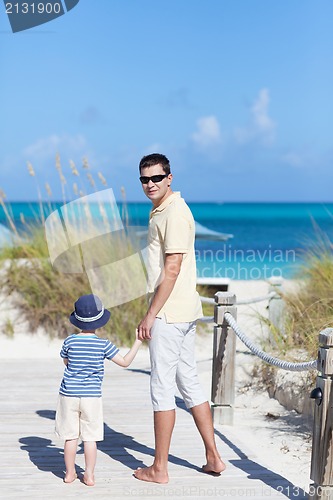 Image of family of two at the beach