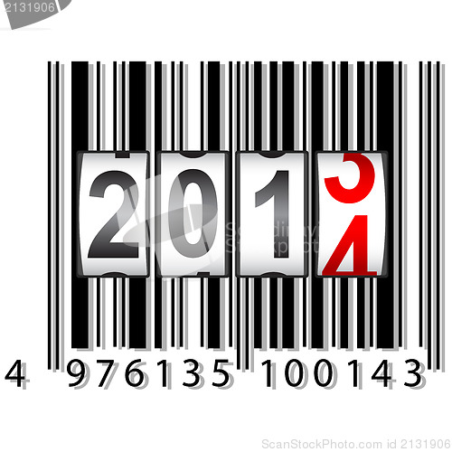 Image of 2014 New Year counter, barcode, vector.
